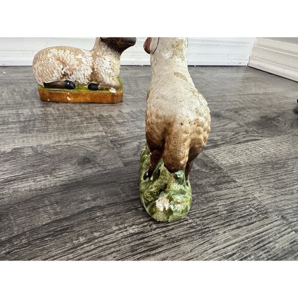 Vaillencourt Folk Art Chalkware Sheep Set #61 #166 #167 1980’s Rustic Primitive - Picture 15 of 16